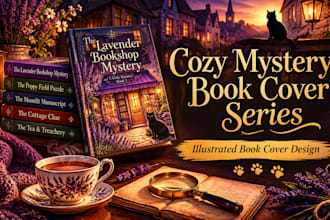 create cozy mystery book cover series cover design illustrated book cover design
