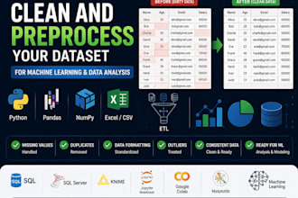 do data cleaning, preprocessing, and analysis using python, sql, and knime