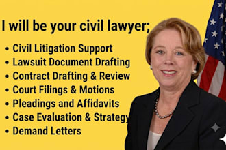 be your civil lawyer for lawsuits and legal documents