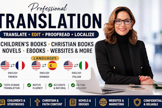proofread edit and translate children book novel ebook in english french spanish