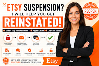 etsy suspension, etsy reinstatement appeal letter live chat for etsy reopen