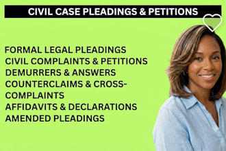 write legal pleadings and petitions for civil cases