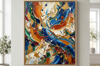 create unique printable digital oil paint abstract wall art design