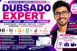 dubsado expert migrate honeybook notion daylite 17hats dubsado zapier automation