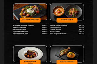 create a modern restaurant menu design