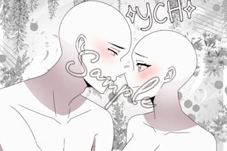 draw ych couple sketch illustration