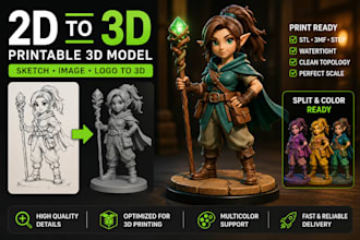 create stl 3mf file add color to 3d model 2d to 3d for 3d printing