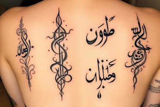design unique handdrawn persian arabic calligraphy tattoo