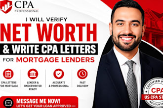 verify net worth write and sign CPA letters for mortgage lenders with US stamp