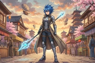 draw original character and anime background