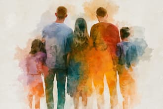 make watercolor family portrait