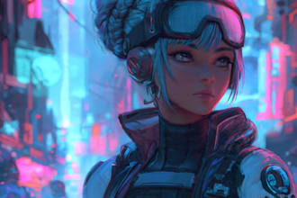 design anime character ,cyberpunk character
