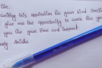 write neat english handwriting for notes, assignments, letters