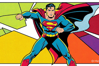 illustrate a superhero pop art portraits