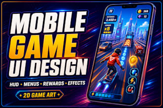 design professional mobile game UI UX hud menus and game assets