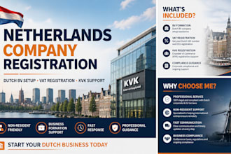 do netherlands company registration, ducth bv setup and vat registration
