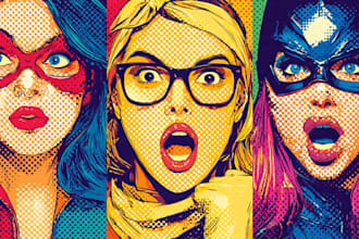 illustrate a superhero pop art portraits