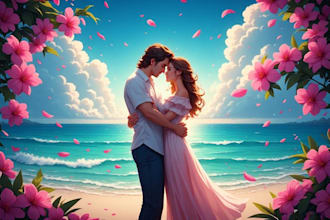 make magical sunset beach romance ai image custom couple in paradise