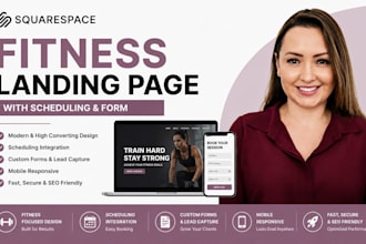 build squarespace fitness landing page website with scheduling and form