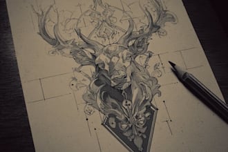 create sleeve tattoo design in geometric style