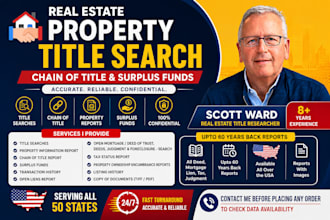 provide real estate property title search, chain of title and surplus funds