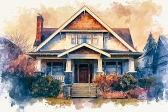 create home portrait watercolor art from photo