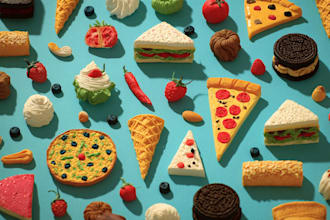create colorful food pop art illustrations for your brand, menu, or social media