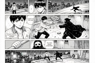 create black and white manga comic page artwork