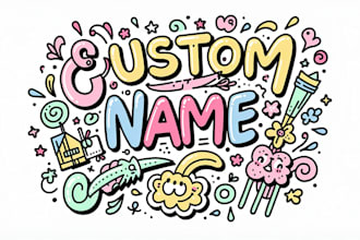 draw doodle art name or merch design