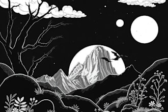 draw illustrations in black and white