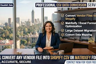 convert any vendor file into shopify CSV or matrixify format