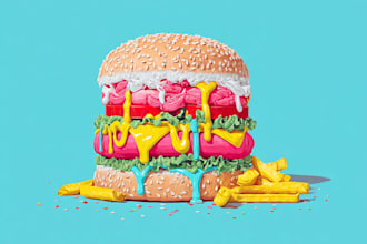 create cute food characters and pop art illustrations for your business