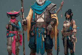 design action fantasy character concept art for games