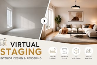 create virtual staging, interior design visualization interior rendering makeove