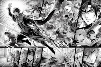 create black and white manga comic page artwork