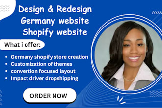 create a german shopify website, shopify store, dropshipping store online shop