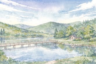 paint landscapes in watercolor
