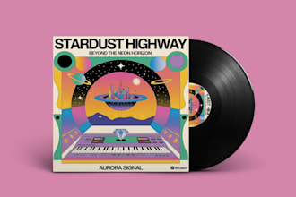 design a psychedelic, trippy and retro album cover art