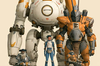 illustrate high quality futuristic mecha designs