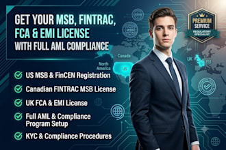 register msb fincen fintrac fca, mtl emi license with full aml compliance