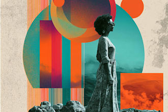 create collage retro album cover art design