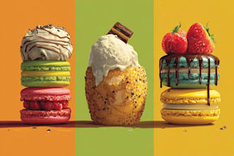 design colorful pop art food illustrations and posters