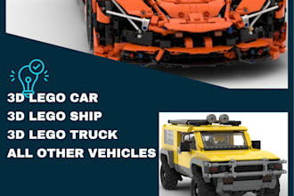 design lego cars, motorcycle, ships and all other vehicles