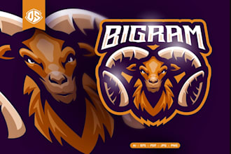 design a bold goat mascot logo for teams and esports