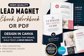 design a canva lead magnet ebook, PDF layout, and freebie