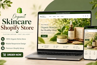 design organic skincare shopify store, natural soap and skincare website