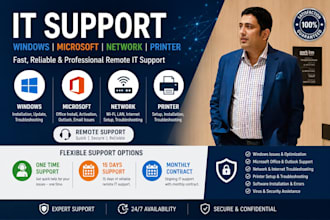 provide IT support for windows 10 and 11 microsoft  network and printer issues