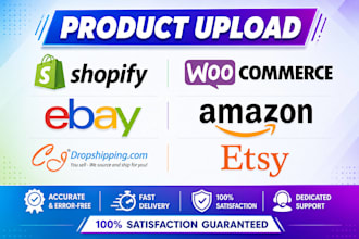 shopify, amazon and ebay product listing professionally