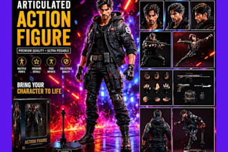 sculpt high quality 3d action figure model 3d articulated model for printing