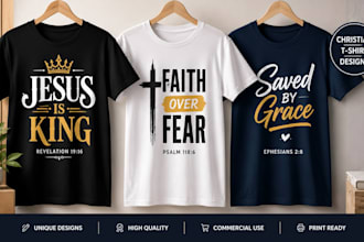 create professional christian t shirt design for pod brand and ministry